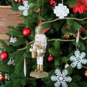   Fa Diótörő karácsonyfadísz figura 10 cm arany/fehér 4 féle karácsonyi figura