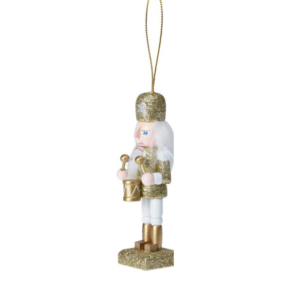 Fa Diótörő karácsonyfadísz figura 10 cm arany/fehér 4 féle karácsonyi figura