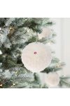 Fehér karácsonyfadísz, szőrmés 12 cm