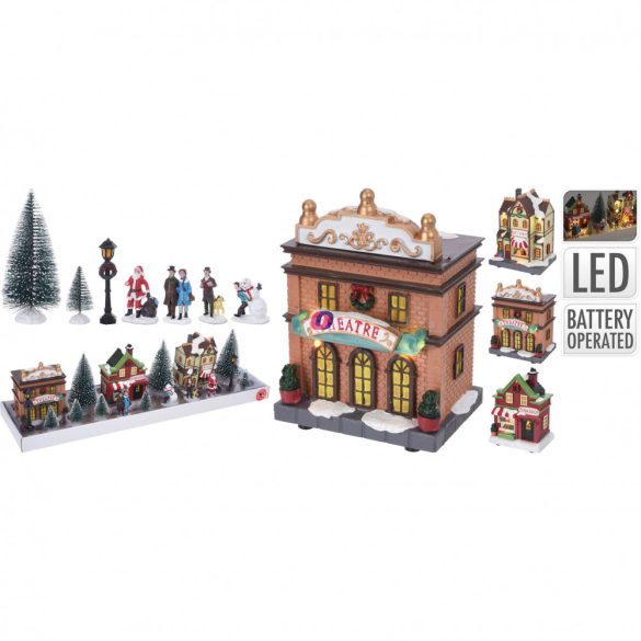 XXL Karácsonyi falu szett LED világtással 17 db-os display boxban