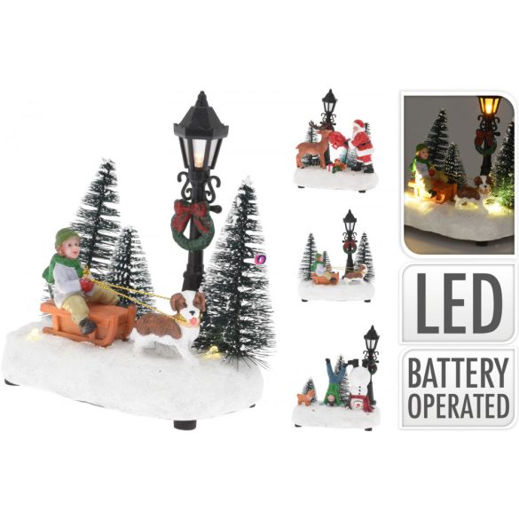 LED-es karácsonyi falu kellék 15 cm 3 féle választható kivitel