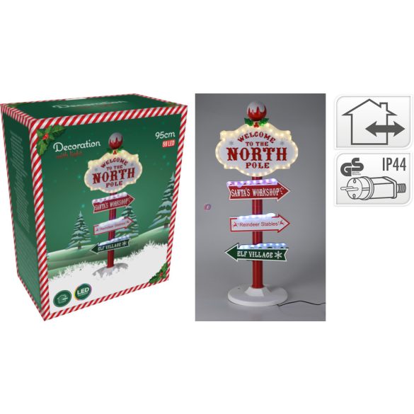 XXL Kültéri irányjelző Tábla "North Pole"  LED, 95 cm IP44 230V