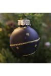 Exkluzív Boutique fekete mintás üveg karácsonyfagömb szett 3 cm 8 db-os