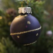  Exkluzív Boutique fekete mintás üveg karácsonyfagömb szett 3 cm 8 db-os