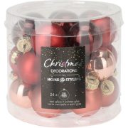   Prémium üveg burgundy, rózsaszín karácsonyfadísz gömb 2,5 cm 24 db-os
