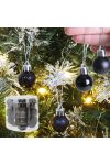 Prémium üveg fekete karácsonyfadísz gömb 2,5 cm 24 db-os