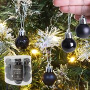   Prémium üveg fekete karácsonyfadísz gömb 2,5 cm 24 db-os
