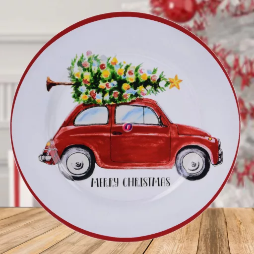 Karácsonyi tál autós 33 cm 2 féle választható kivitel