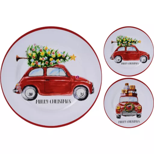 Karácsonyi tál autós 33 cm 2 féle választható kivitel