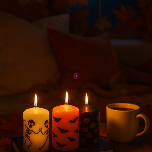 Halloweeni  gyertya 10 cm 3 féle választható szín