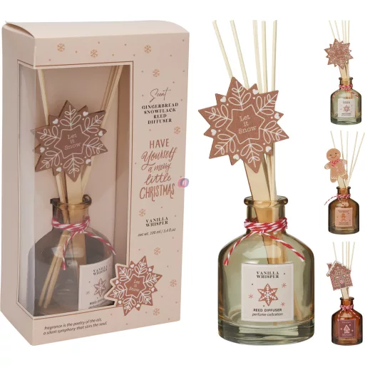 Karácsonyi Színes üveg diffúzor rattan pálcákkal – 100 ml 3 féle – választható