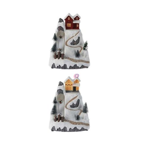 Karácsonyi dioráma zenélő LED-es csúszdás dekoráció