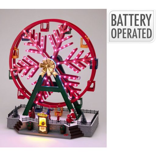 XL Karácsonyi dioráma zenélő LED-es Óriááskerék dekoráció