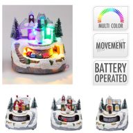   LED-es téli falu mozgó elemekkel – Mikulás, hóember vagy kisfiú 13 cm