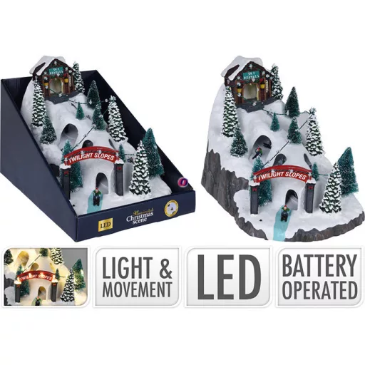 Prémium LED karácsonyi dioráma sípálya 35 cm