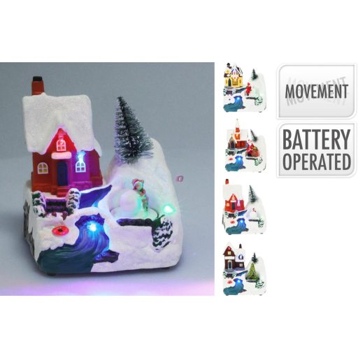 Led-es karácsonyi falu kiegészítő jelenet 4 féle választható kivitel 13 cm