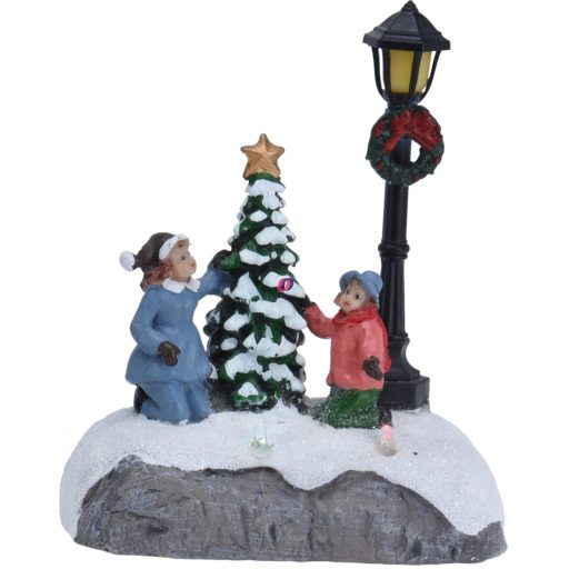 Led-es karácsonyi falu kiegészítő jelenet 4 féle választható kivitel 13 cm