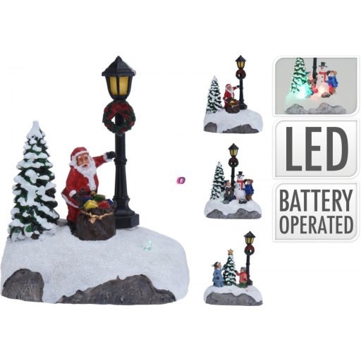 Led-es karácsonyi falu kiegészítő jelenet 4 féle választható kivitel 13 cm