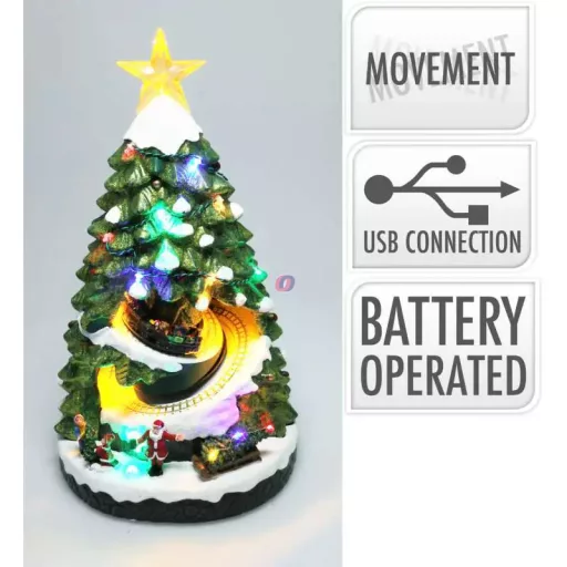 Prémium LED karácsonyi dioráma karácsonyfa jelenet 38 cm