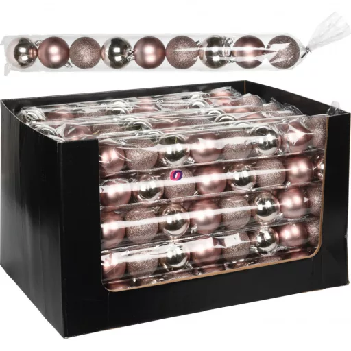 Prémium Karácsonyfa gömb szett 9 db-os műanyag rosegold LIMITED 6cm