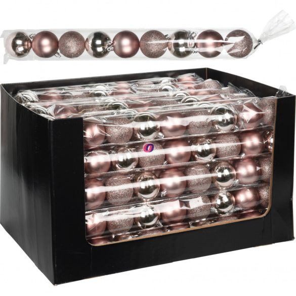 Prémium Karácsonyfa gömb szett 9 db-os műanyag rosegold LIMITED 6cm