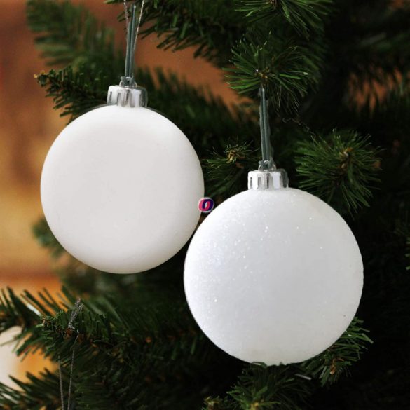 Prémium Karácsonyfa gömb szett 6 db-os műanyag fehér 7 cm