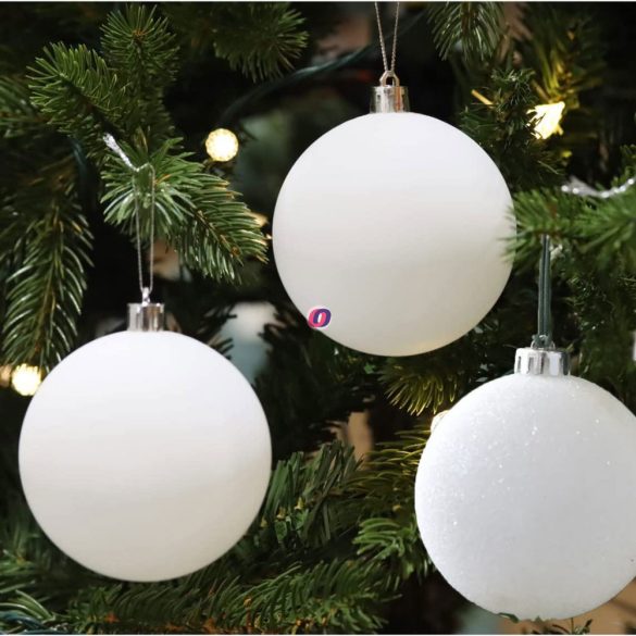 Prémium fehér karácsonyfa gömb szett 8 cm 5 db-os LIMITED