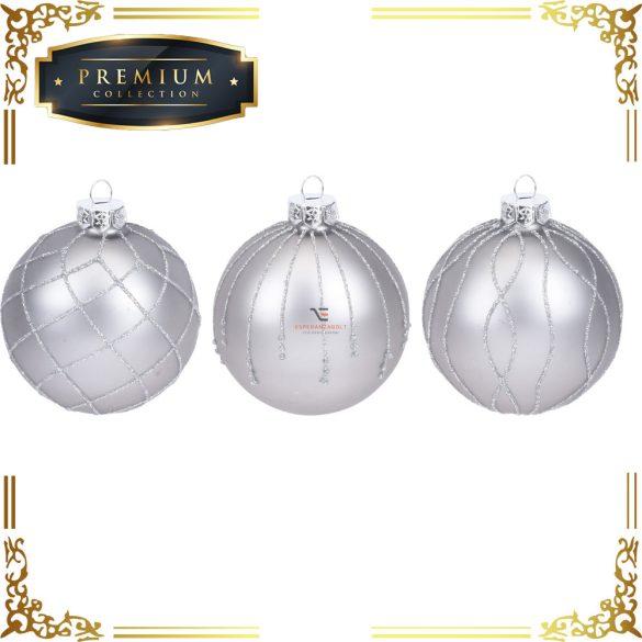 Premium collection dísz üveg 8cm mintás 4 féle karácsonyfa gömb