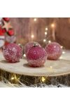 Prémium Karácsonyfa gömb cukros, málna rózsaszín 12 db-os szett LIMITED