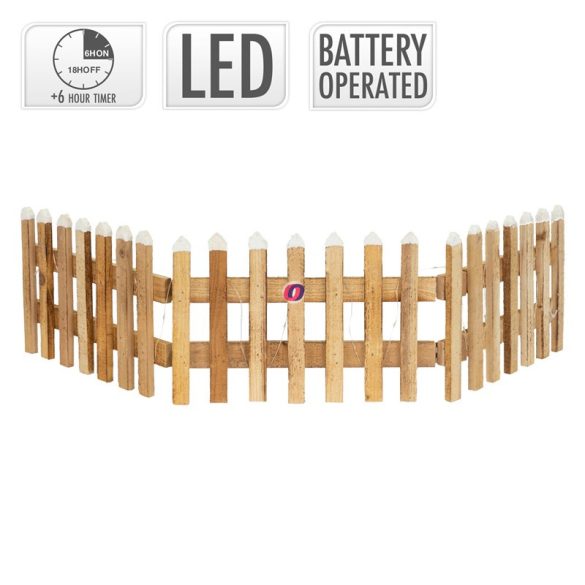 Dekor kerítés LED világítással barna 90X20 cm