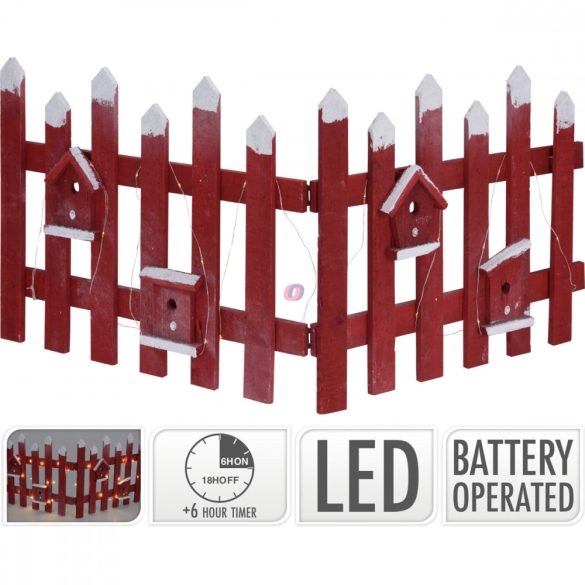 Dekor kerítés LED világítással piros 98X57 cm
