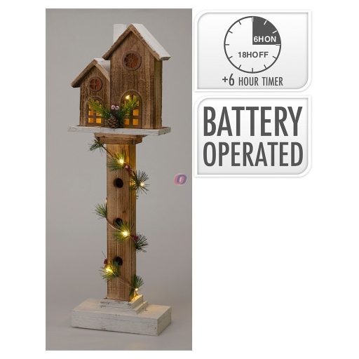 Fából készült világító házikó 62cm