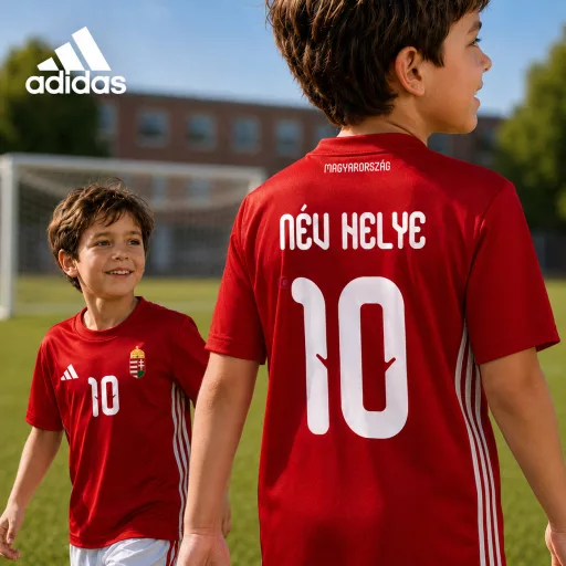 Adidas® Gyerek mez felső személyre szabható névvel és számmal - piros V1