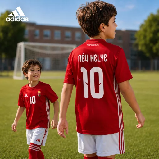 Adidas® Gyerek mez felső személyre szabható névvel és számmal - piros V1