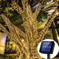   Hibrid 800 LED-es melegfehér napelemes fényfüzér - 40 óra vilégítás egy töltéssel  + USB újratölthető akkumulátorral, távirányítóval