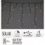 240 LED-es melegfehér napelemes jégcsap fényfüzér USB-vel, akkumulátorral, távirányítóval