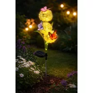   Leszúrható szolár lámpa - Pitypang, pillangókkal  - 36 melegfehér LED - 66 cm