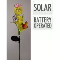   Leszúrható szolár lámpa - Pitypang, pillangókkal  - 36 melegfehér LED - 66 cm