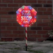   XXL Kültéri leszúrható Tábla "Santa Stop"  LED, 102 cm IP44 AA