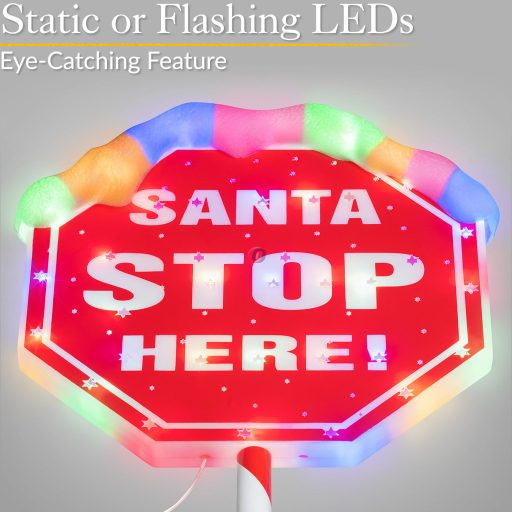 XXL Kültéri leszúrható Tábla "Santa Stop"  LED, 102 cm IP44 AA