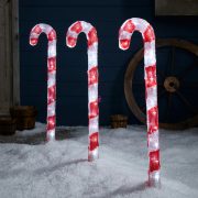   XL Kültéri leszúrható Candy cane nyalóka forma LED, 70 cm IP44, időzítős, elemes