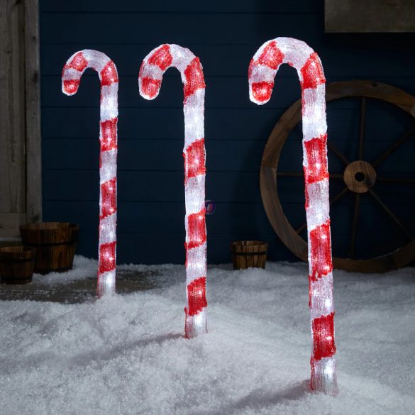 XL Kültéri leszúrható Candy cane nyalóka forma LED, 70 cm IP44, időzítős, elemes