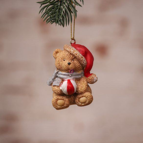 Prémium cuki karácsonyi maci figura akasztós, sapkában 5 cm