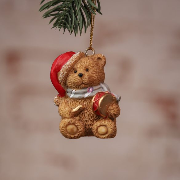Prémium cuki karácsonyi maci figura akasztós, sapkában 5 cm
