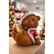 XL LED karácsonyi maci figura Mikulássapkával 29 cm