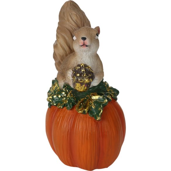 Őszi figura mókus tökkel 14 cm, 3 f. választható kivitel