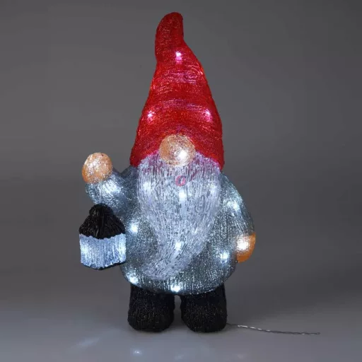 Kültéri világító Manó figura 40 cm, 30 led, hidegfehér