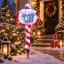 XL Kültéri leszúrható Tábla "Santa stop here" LED, 78 cm IP44 230V
