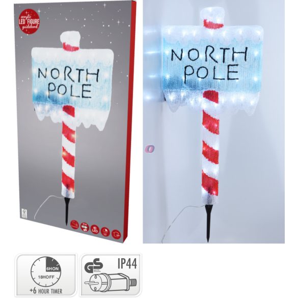 XL Kültéri leszúrható Tábla "North Pole" LED, 78 cm IP44 230V