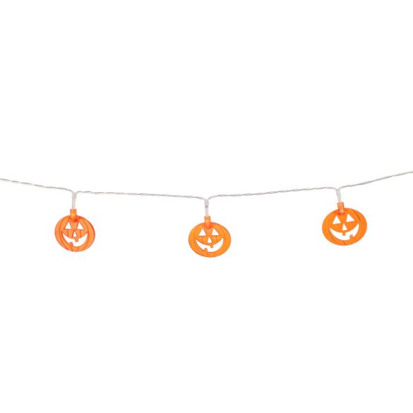 Halloweeni tökös, szellemes fényfüzér elemes 10 LED 1,2 m 2xAA 4 féle